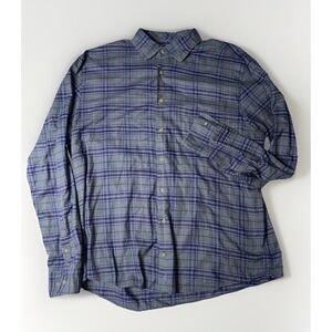 Johnnie-O Surf Flannel Button Up Plaid Long Sleeve W/ Pockets Mens Size Large